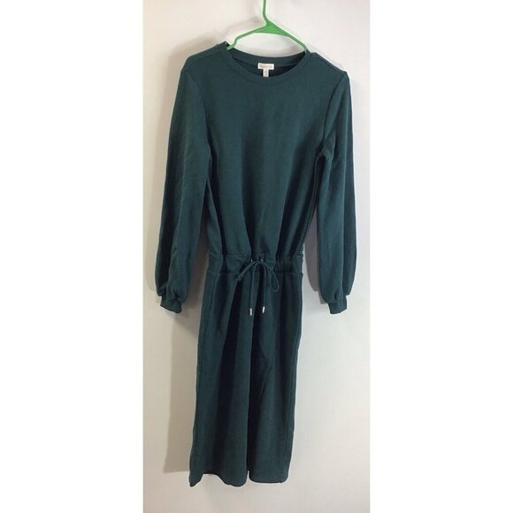 Garnet Hill Green Blue Teal  Sweatshirt Midi Dress Organic Cotton Size Small 🤍 - Picture 1 of 4